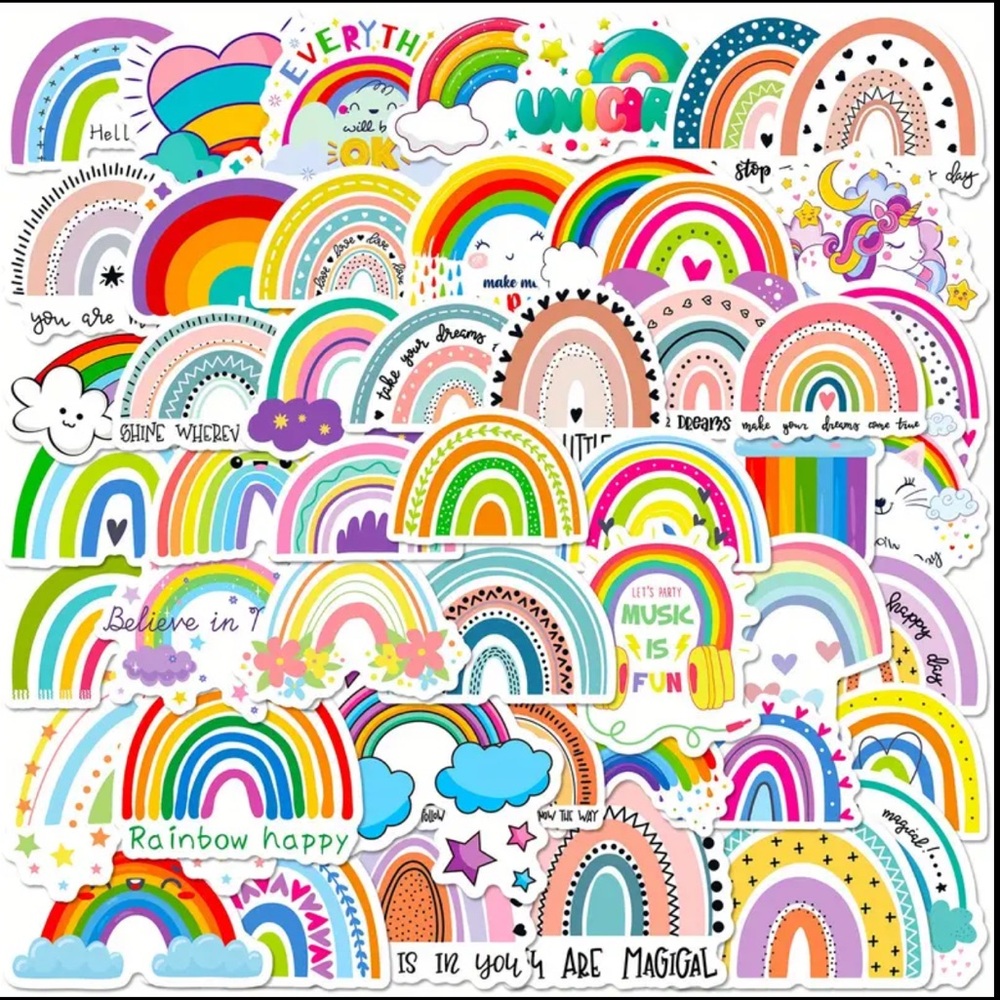 50 pc Boho Rainbow Sticker Pack